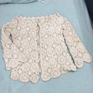 VINTAGE hand sewn lace cardigan